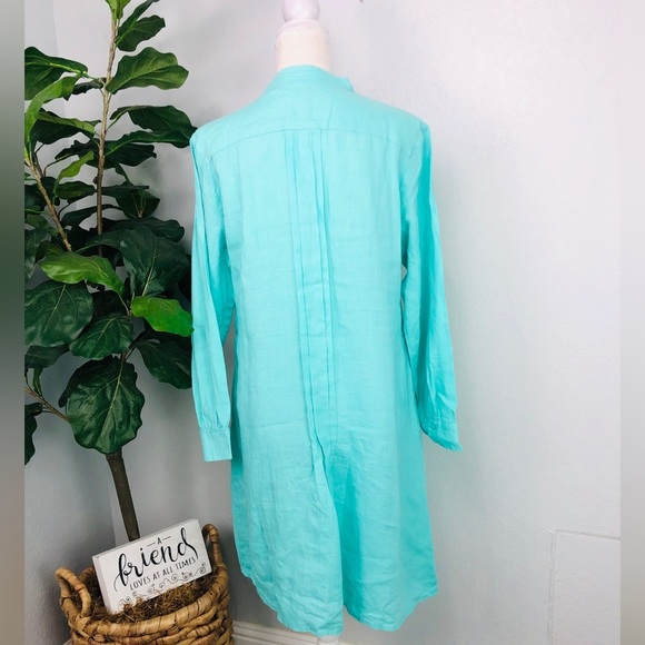NWT Vantarsi Dress Pintuck Notch Neck Long Sleeve Linen Tunic Dress - Picture 5 of 5